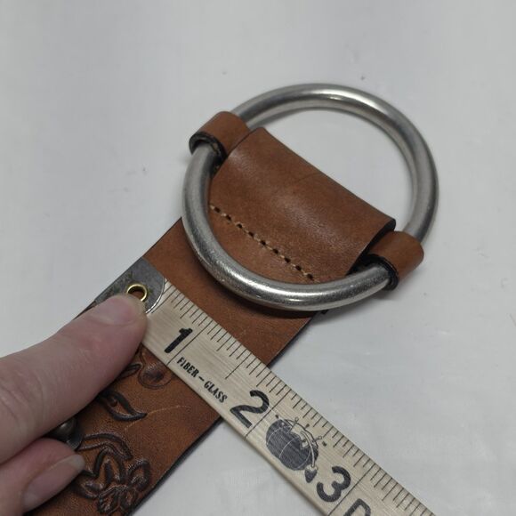 Liz Claiborne Brown Leather Butterflies Floral Embossed Belt M Boho Cowgirl main image 5
